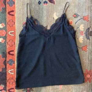 Zara black cami tank top lace slip small